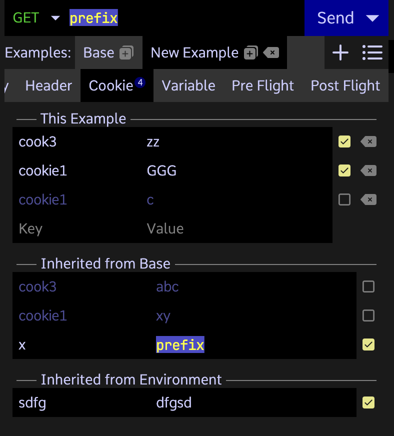 Cookie Editor in Request Example