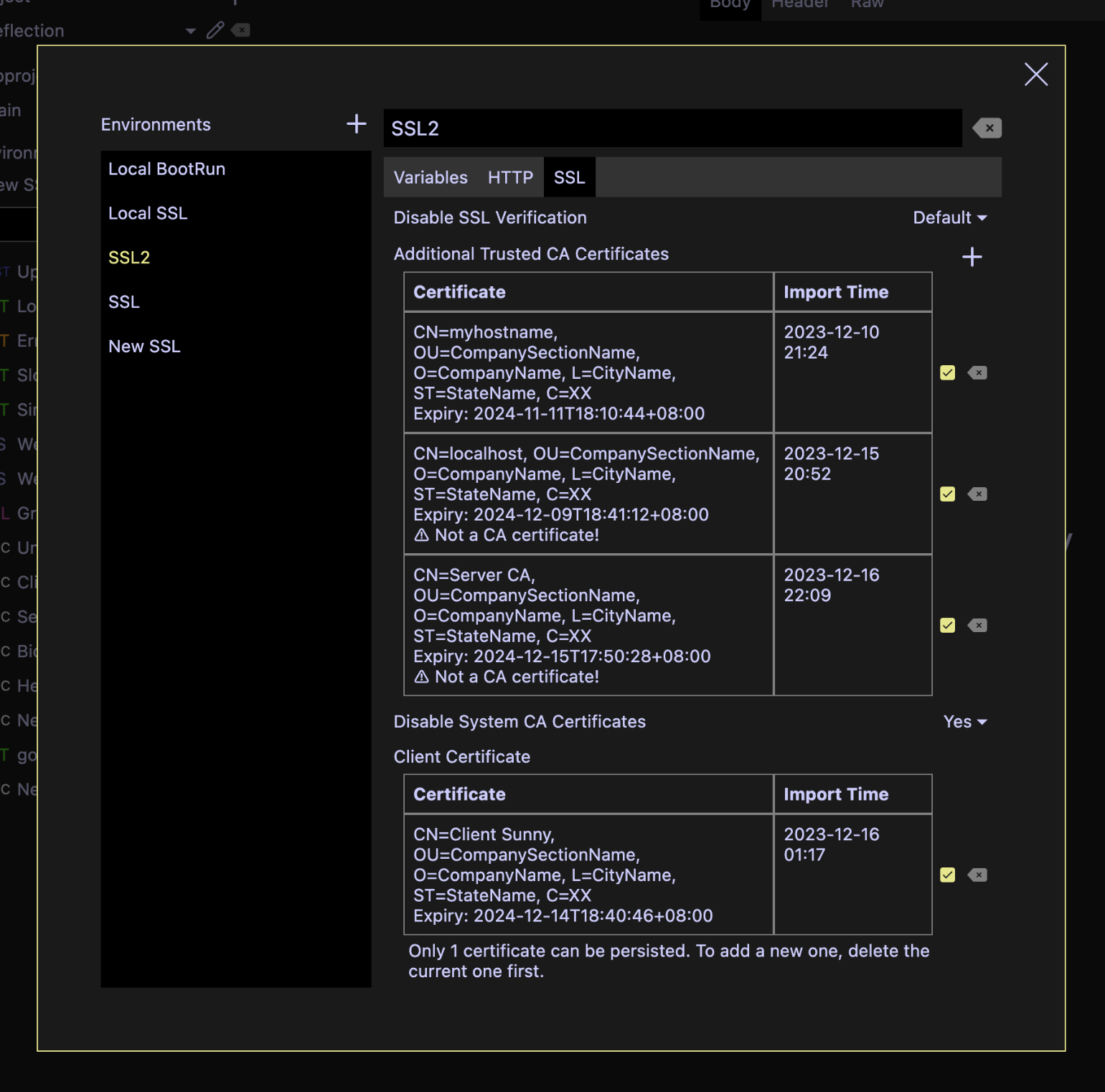 SSL setting